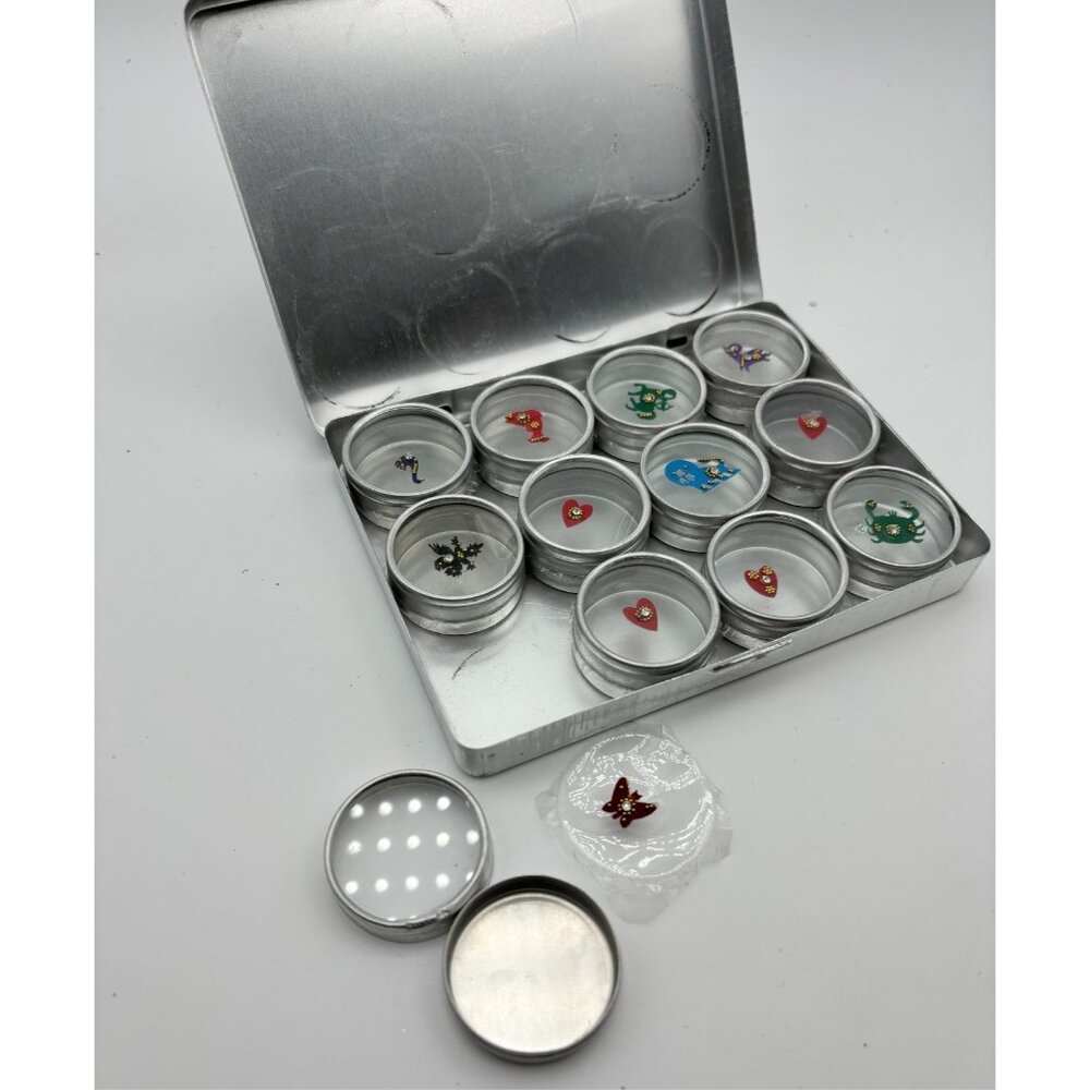 Bindi Body Jewels 12 Pc Assortment With Multi-Use Aluminum Craft Tins